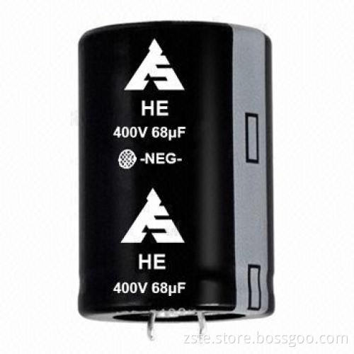 New product snap-in aluminum electrolytic capacitor with high ripple, 400V, 68uf, 3000h